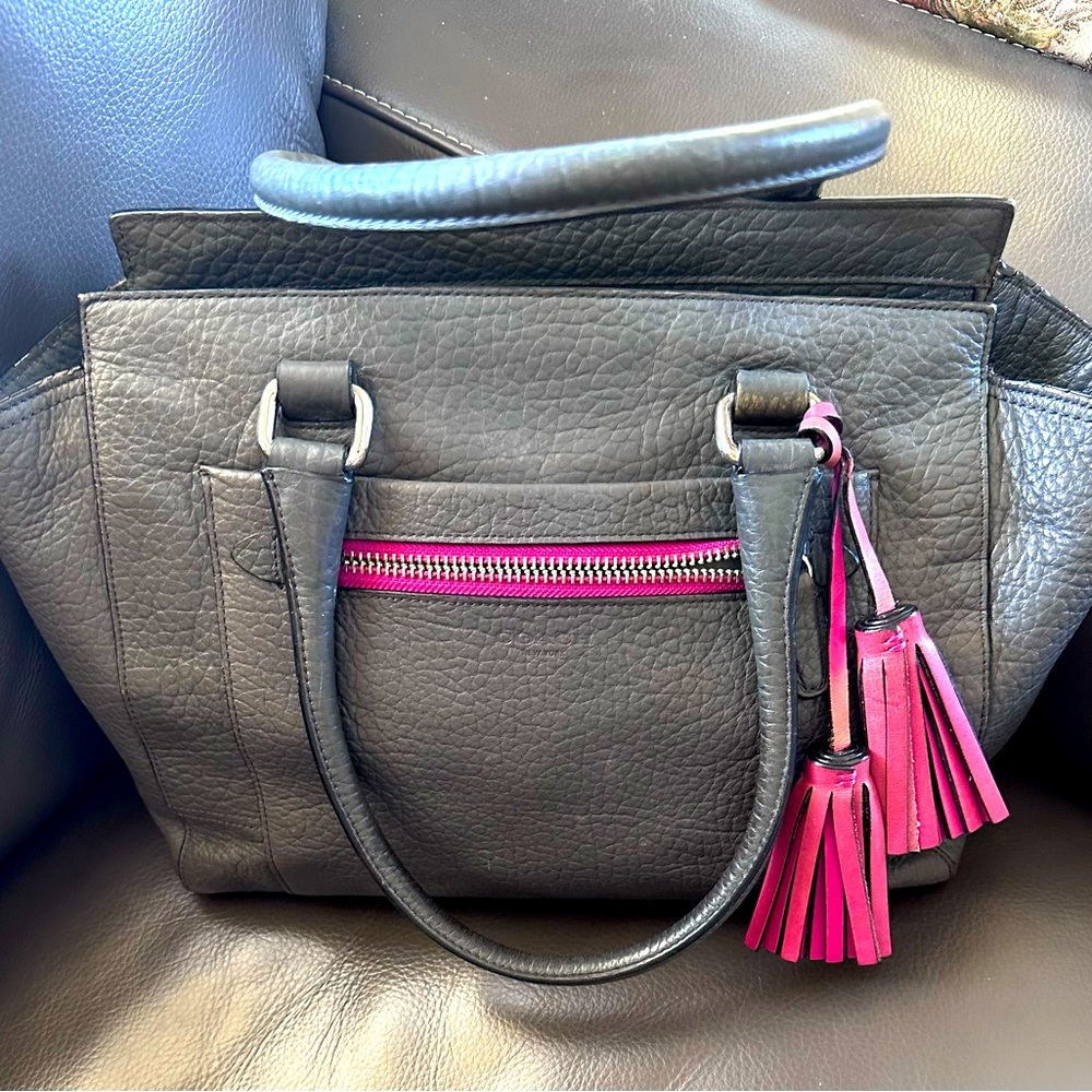 Coach grey leather bag